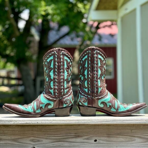 BOOT STAR x OLD GRINGO Calfskin Turquoise Jude Boot Size 7.5 - Picture 2 of 10